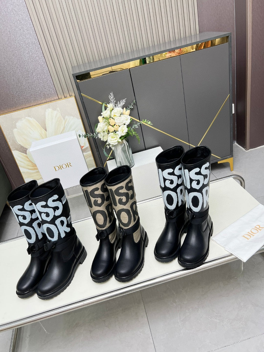 Noir Graphic Tall Boots