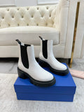 Chunky Leather Ankle Boots - White