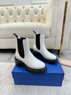 Chunky Leather Ankle Boots - White