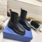 Chunky Leather Ankle Boots - Black