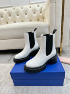 Chunky Leather Ankle Boots - White