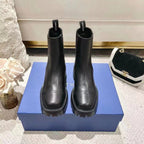Chunky Leather Ankle Boots - Black