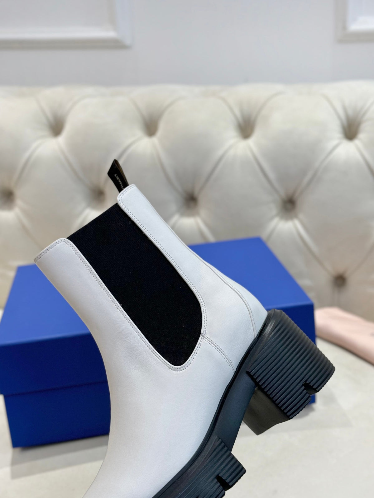 Chunky Leather Ankle Boots - White
