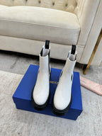 Chunky Leather Ankle Boots - White