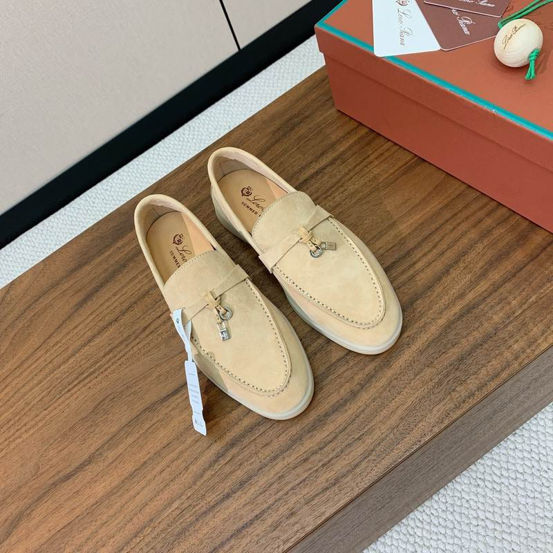 Cream Suede Loafers