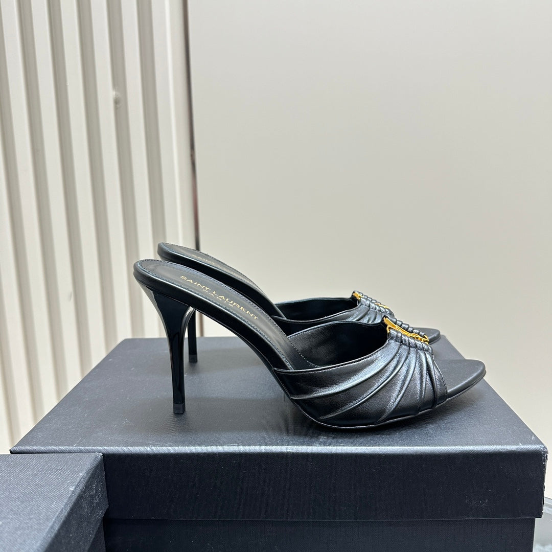 Leather Heeled Mules