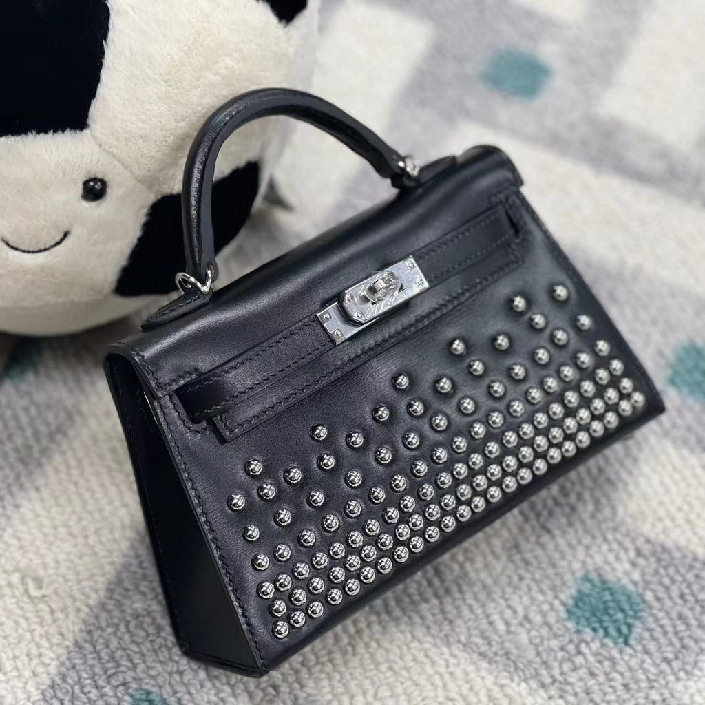 Mini Leather Bag with Palladium Studs