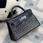 Mini Leather Bag with Palladium Studs
