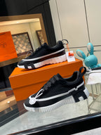 H Striped Leather Sneakers