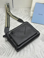 Men’s Crossbody Bag with Embroidered Strap