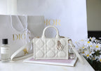 Mini Book Style Handbag – White Leather (21.5cm)