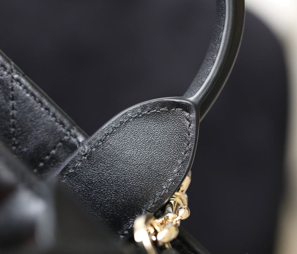 Mini Book Style Handbag – Black Leather (21.5cm)