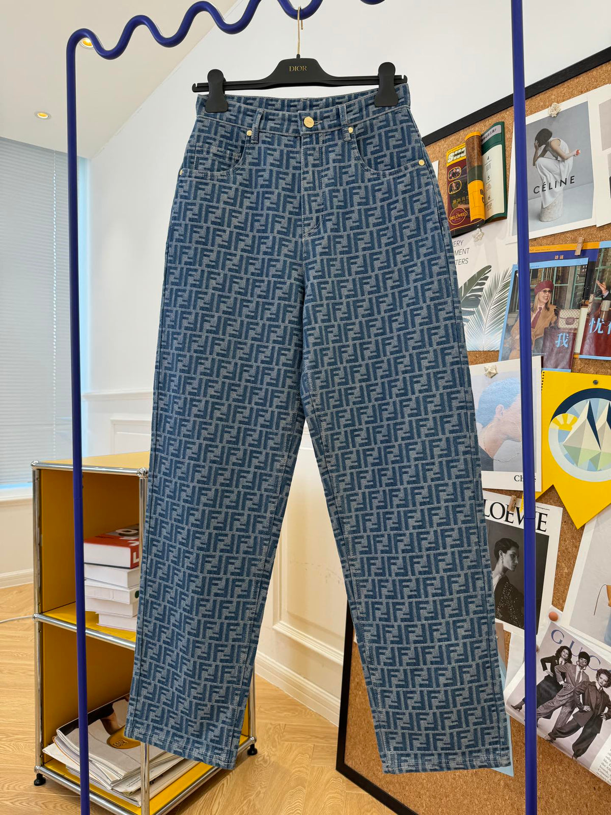 Monogram Pattern Denim Jeans