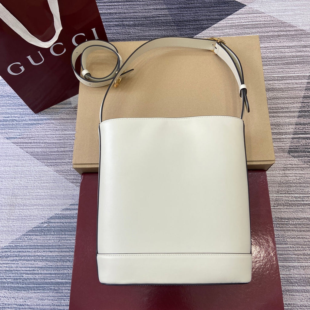 Bucket Bag White Leather