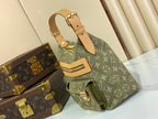 Vintage Denim Messenger Bag Green